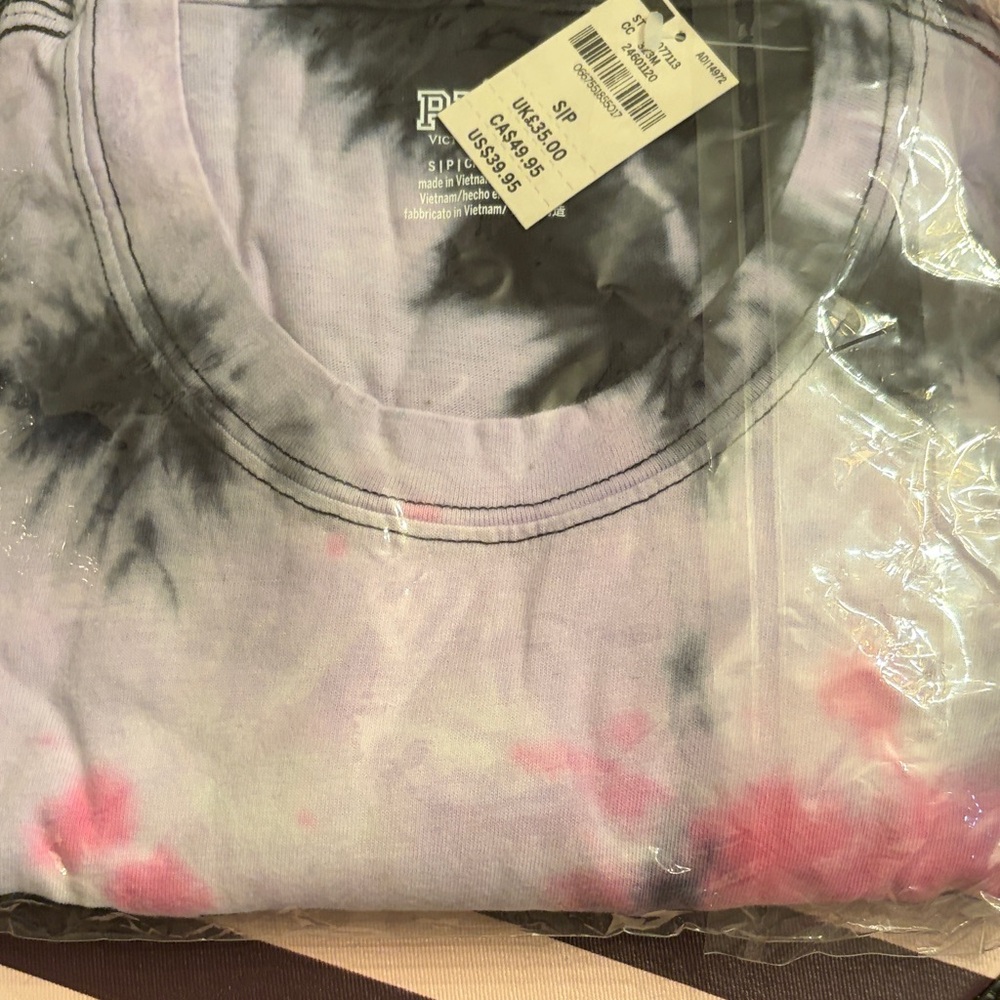 Pink Victoria’s Secret BNIP size small tye dye TShirt short sleeve